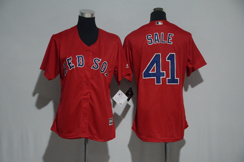 Womens 2017 MLB Boston Red Sox #41 Sale Red Jerseys->women mlb jersey->Women Jersey